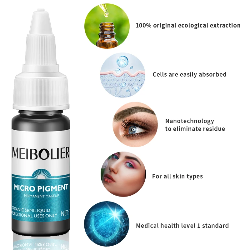 Organic Tattoo Ink for Microblading, Sobrancelha Tint, Microblading Pigment, Micropigmentation, Professional, PMU Accessories, 15ml