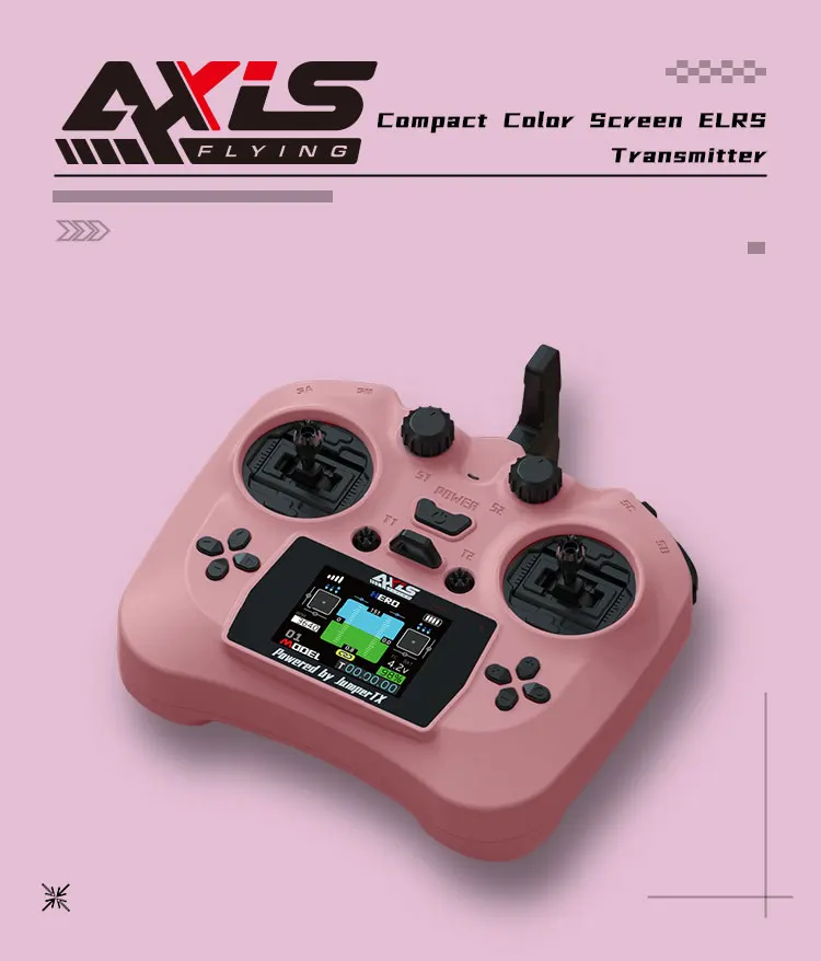 Axisflying Baru 2025 Pengendali Jarak Jauh Pintar Layar Warna HD Pemancar Sensor Hall Gimbal ELRS 2.4G 100MW 12CH