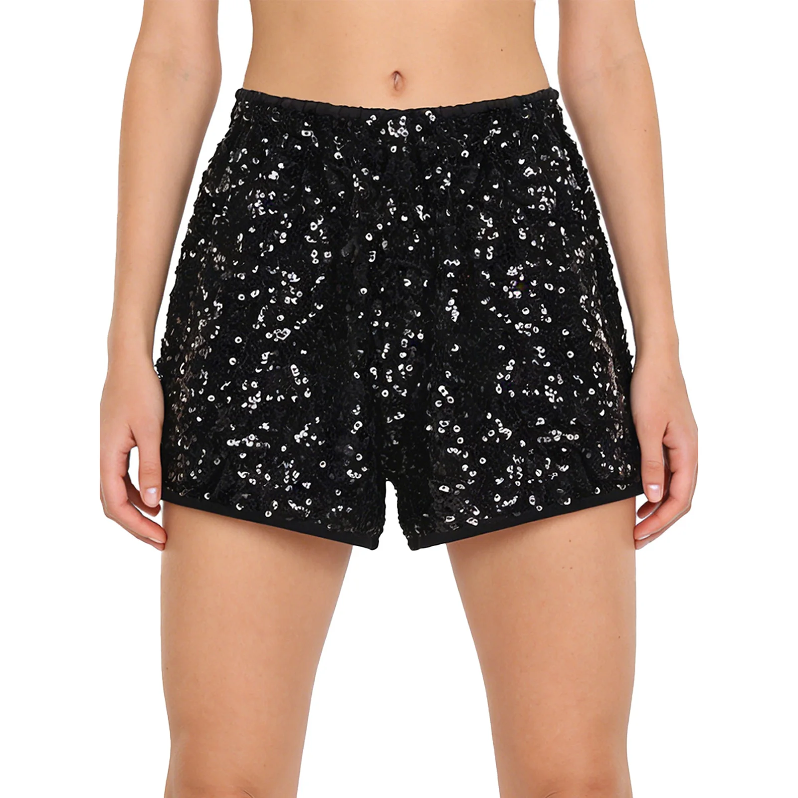 

Женские блестящие шорты с пайетками по всей поверхности, эластичные, с высокой талией, на подкладке, для танцев, джаза, сцены, музыкальных фестивалей