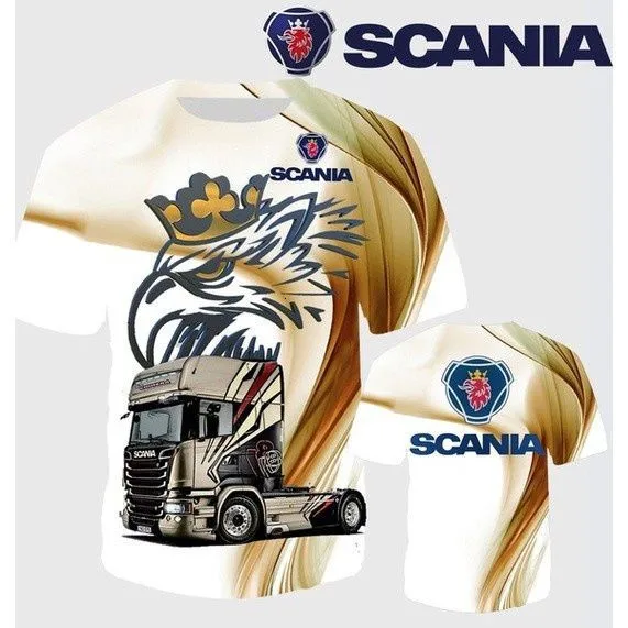 Camiseta con estampado 3D de verano 2025, camiseta de la empresa de tarjetas positivas y traseras con emblema Scani (s ~ 4xl), 100% poliéster con cuello redondo