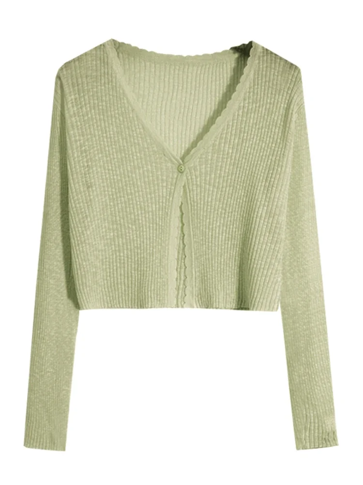 Cardigan estivo corto in maglia di seta di ghiaccio con protezione solare Gonna sottile con bretelle da donna Giacca di garza a strati Coprispalle con aria condizionata