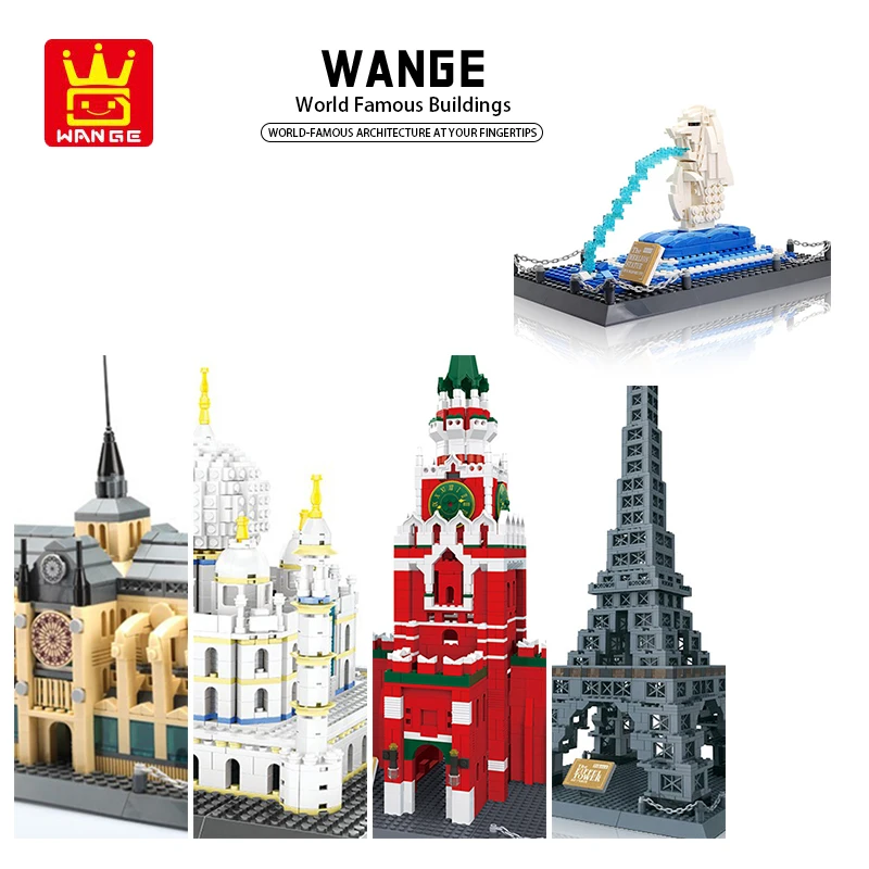 Wange City Architecture Building Blocks The Statue Of Liberty Roman Colosseum Eiffel Tower Model Bricks Toys For Children Gift