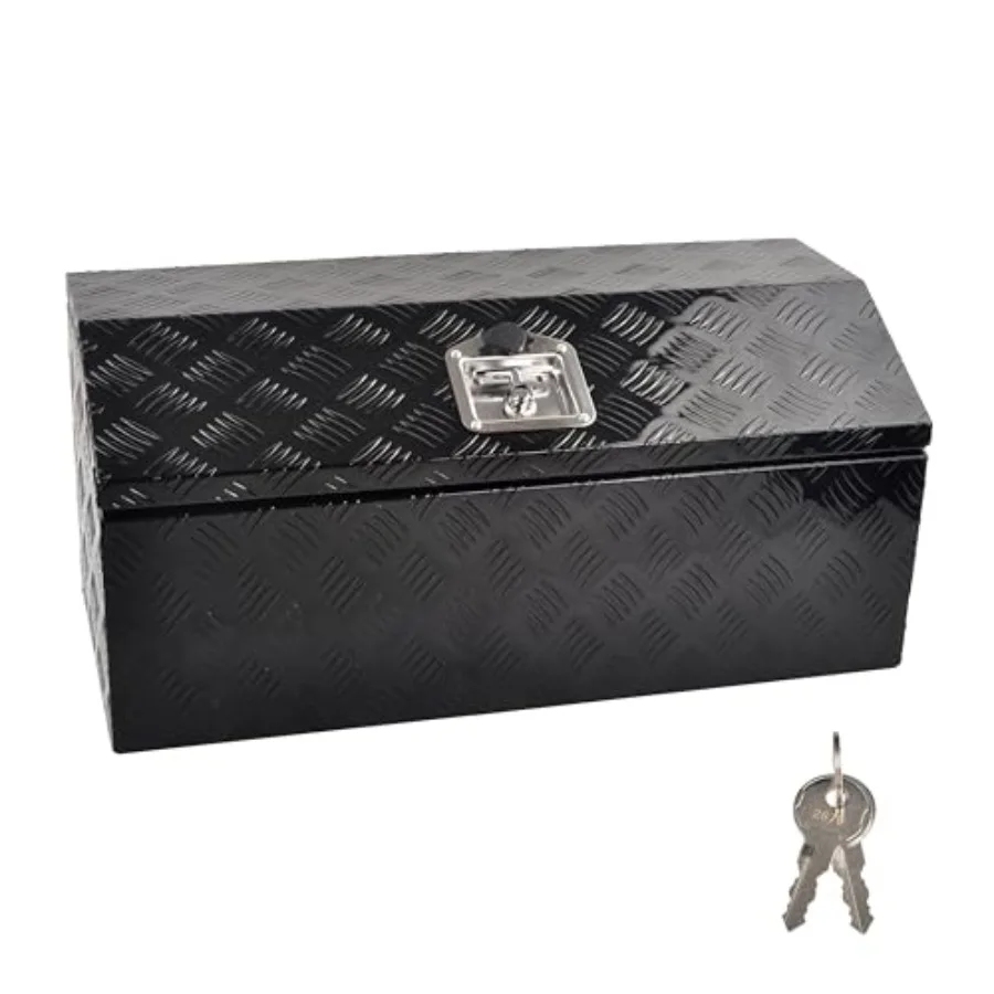 

30 Inch Aluminum Truck Tool Box Heavy Duty Truck Bed Tool Box Storage Organizer with T-Handle Black 30'' x 13.2'' x 13.5''