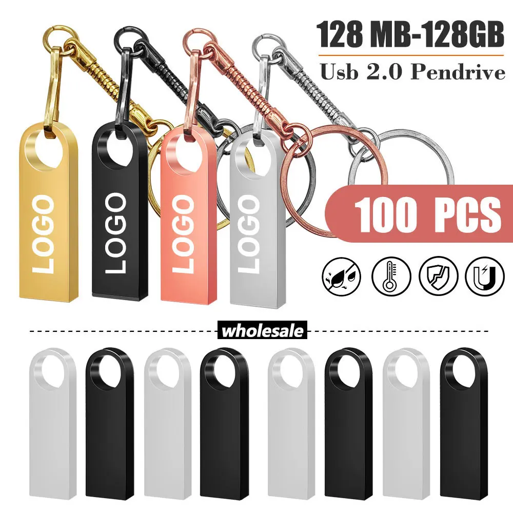 Clé USB en couleur avec logo personnalisé, clé USB, mémoire de disque U, 32 Go, 16 Go, 8 Go, 4 Go, 2 Go, cadeau, 100 pièces par lot