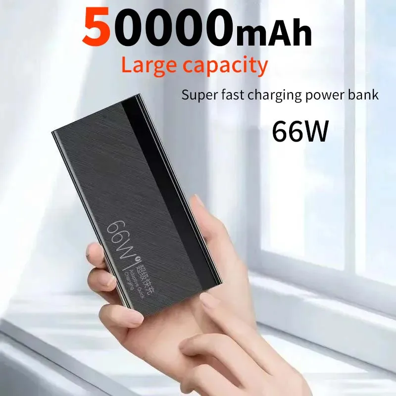 

50000mAh high capacity Digital Display Power Bank 66W Super Fast Charging Charger Rechargeable Battery Cases for iPhone Xiaomi