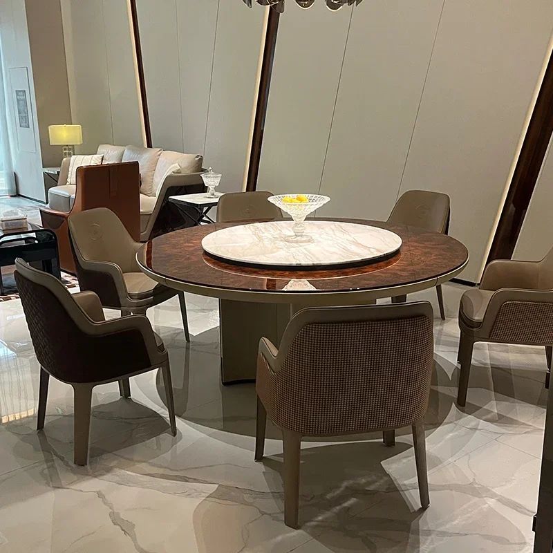 Italian light luxury large villa Bentley restaurant solid wood dining tables and chairs high-end dining table