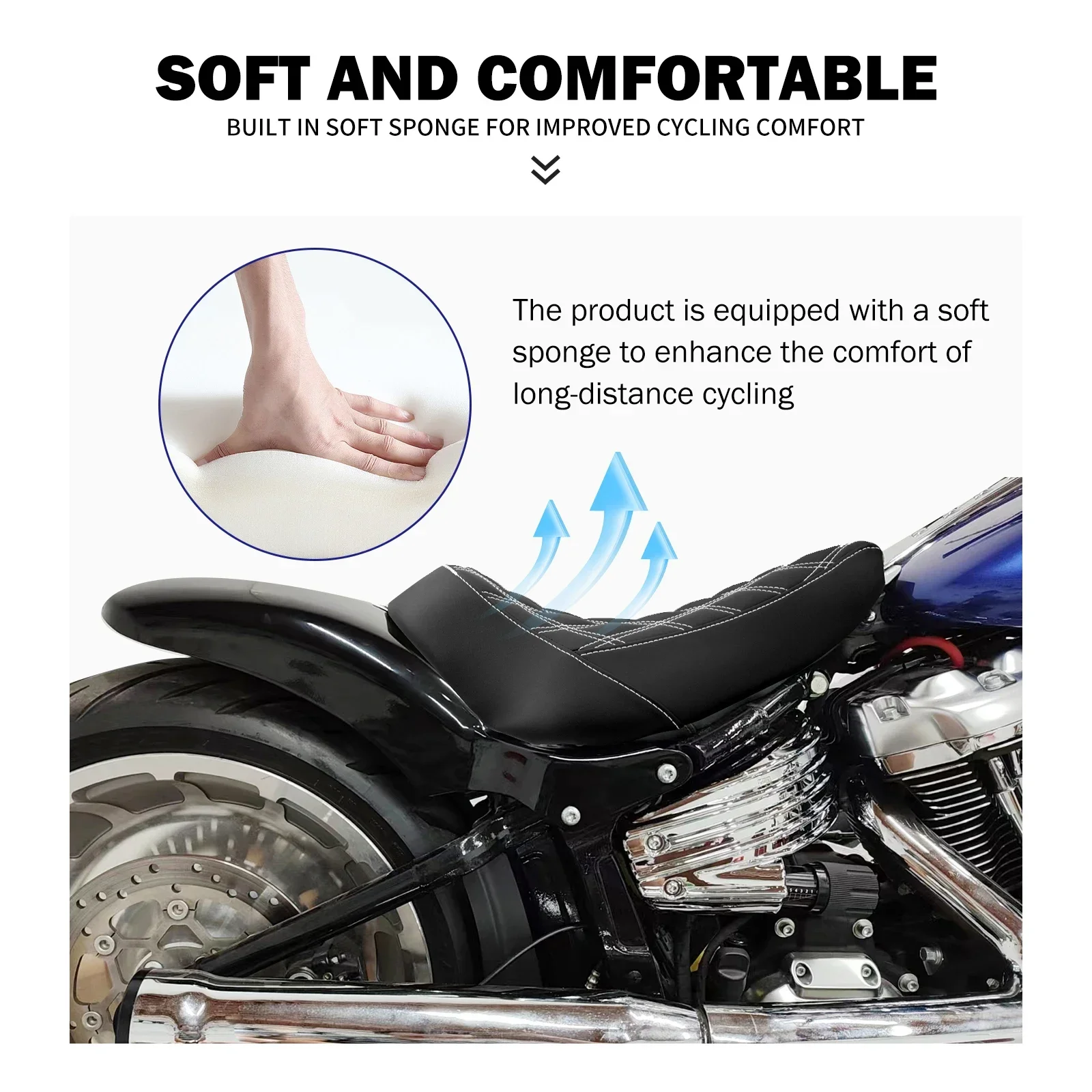 Motorcycle Front Solo Seat Driver Cushion+Rear Fender For Harley Softail Breakout Fat Boy FXDR 2018-2023 Mudguard With LED Light - Image 3