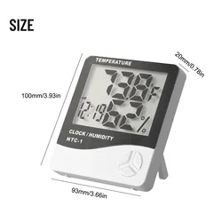 HTC1 Room Thermometer Digital LCD Indoor Hygrometer Humidity Meter Alarm Clock Precise Temperature And Humidity Monitoring