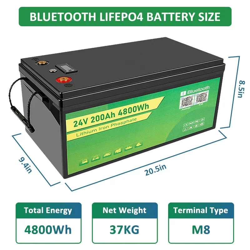 24V 200Ah BMS Protection 6000+Deep Cycles ups battery cabinet lifepo4 battery pack 24v 100ah for Off-Grid12v deep cycle battery