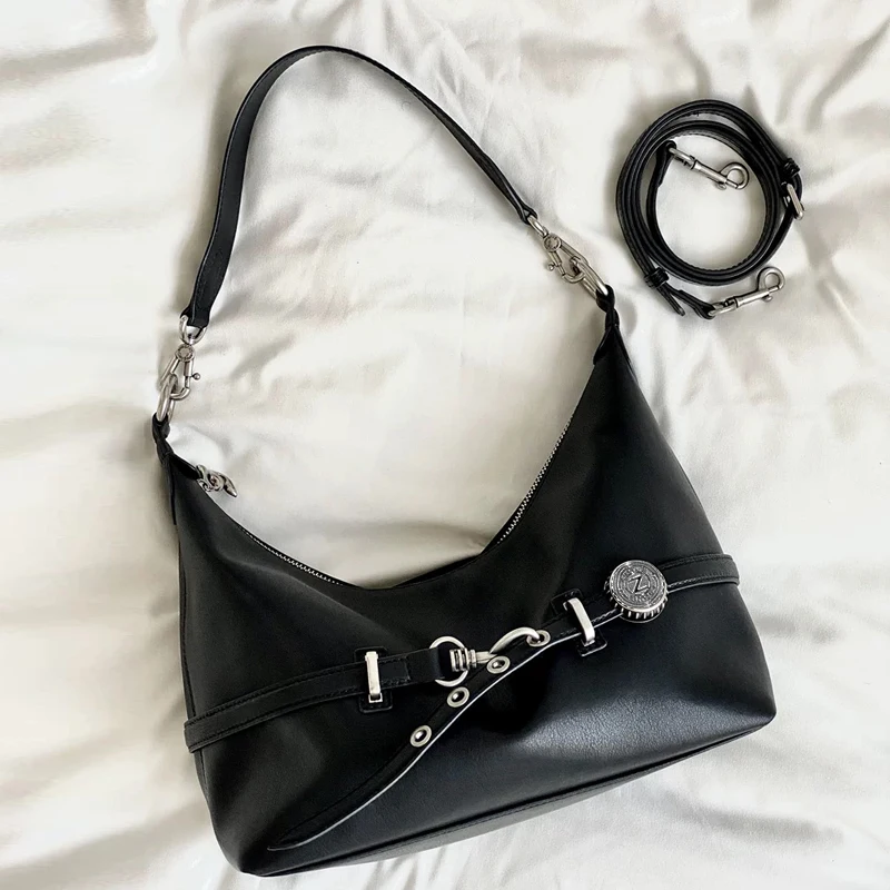 

Korean Casual Bags For Women Luxury Designer Handbags Purses 2025 New In PU Letter Sequinde Belt Buckle Small Underarm Shoulder