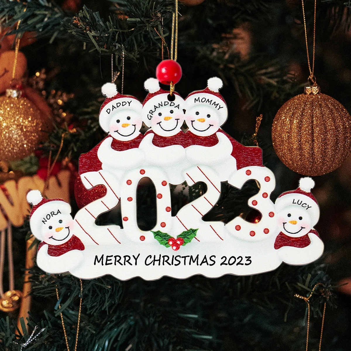 2023 Christmas Snowman Family Wooden Pendant Christmas Decoration for Home DIY Cristmas Ornament Xmas Gift New Year 2024 Navidad