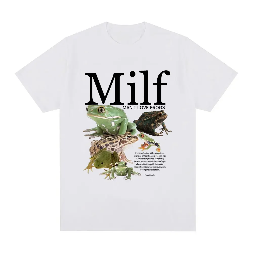 MILF Man I Love Frog T-shirt Fun Frog Amphibious Lover Retro Unisex T-shirt Women's Extra Large Short sleeved T-shirt