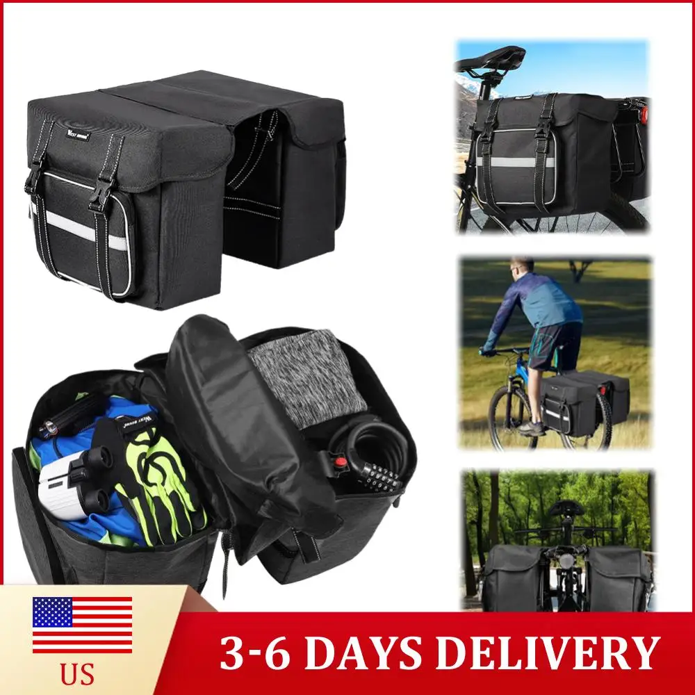 

Велосипедная сумка-багажник на заднюю стойку с двумя кофрами, светоотражающими полосами и водонепроницаемым покрытием для велопоездок, путешествий и ежедневных поездок