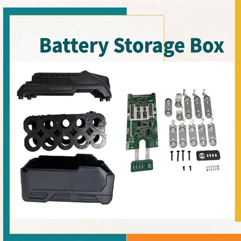 ABQU For 40V 10Core 21700 Li- Battery Storage Box Case with PCB Board Nickel Strips DIY Repair
