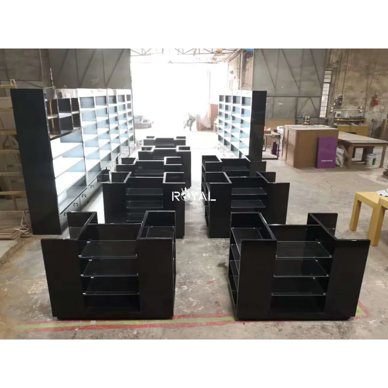 Estantes de exhibición de escaparate de mesa de exhibición de muebles de tienda de cosméticos de vidrio estable y duradero personalizados con cerradura en venta