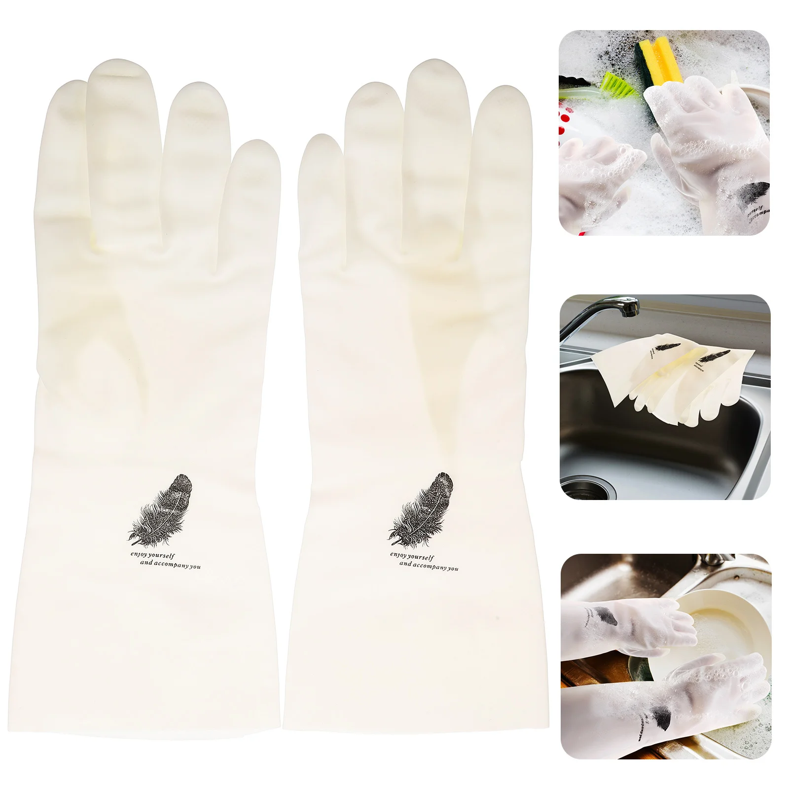 

1Pair Dishwashing Gloves Lightweight Reusable Household Cleaning Gloves for Kitchen Car Carpet Washing Gardening 33Cm Short