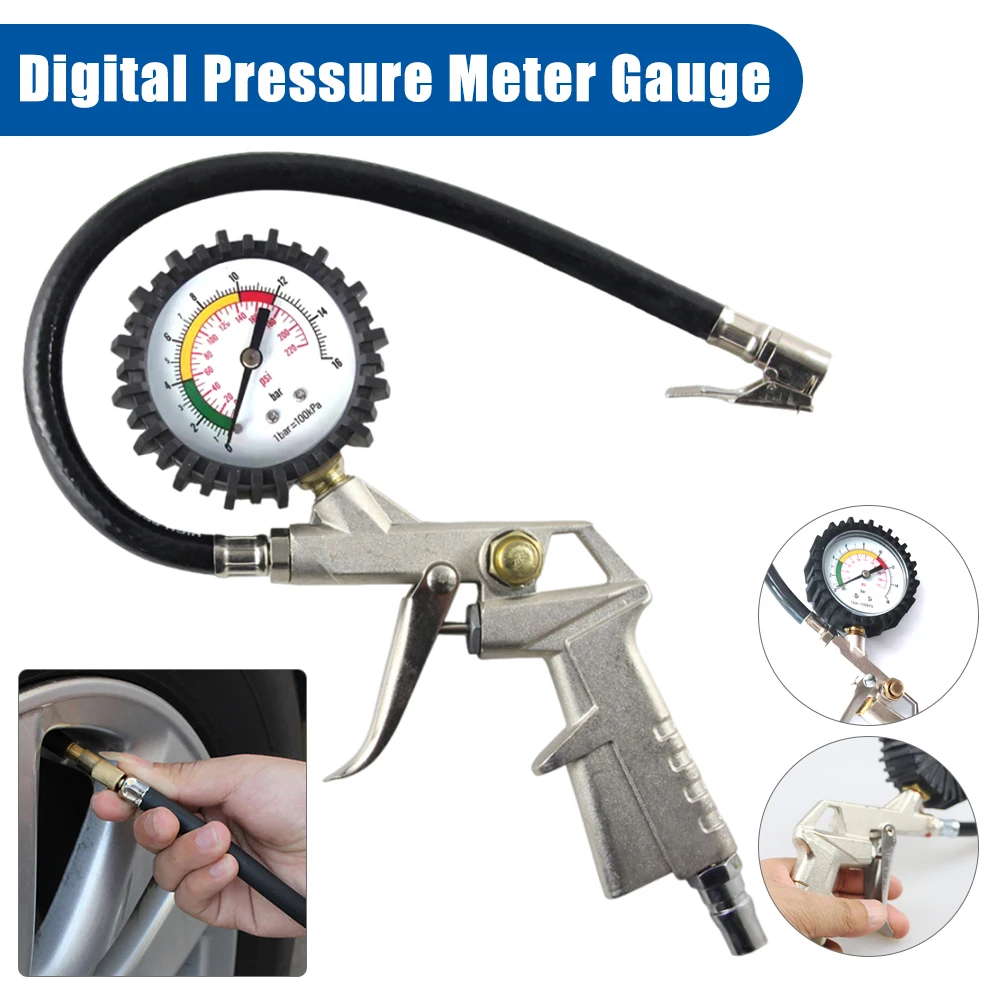 

1/2PCS Digital Tire Pressure Gauge 220 PSI Tire Pressure Meter Dual Head Air Chuck With Inflation Deflation Function For Auto
