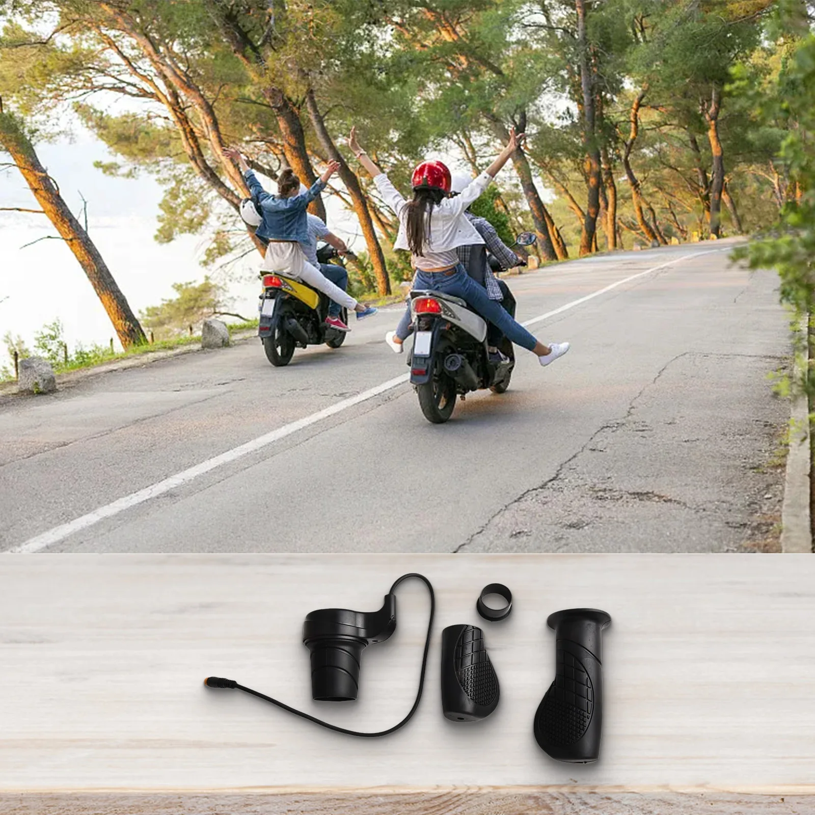 

12-72V Throttle Electric Bike Throttle Voltage Compatibility Waterproof Connector Wear-resistant Grip Versatile Voltage Throttle