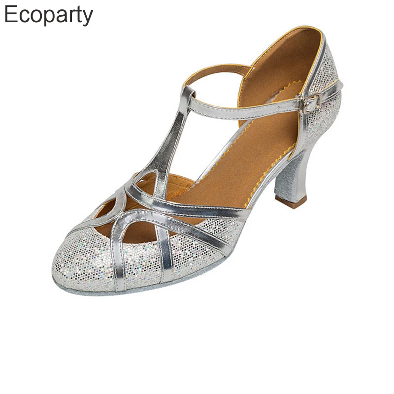 Women's 1920s Modern Flapper Gatsby Heels Shoes Salsa Tango Ballroom Latin Party Dance Shoes Sequin Hollow Wedding High Heel