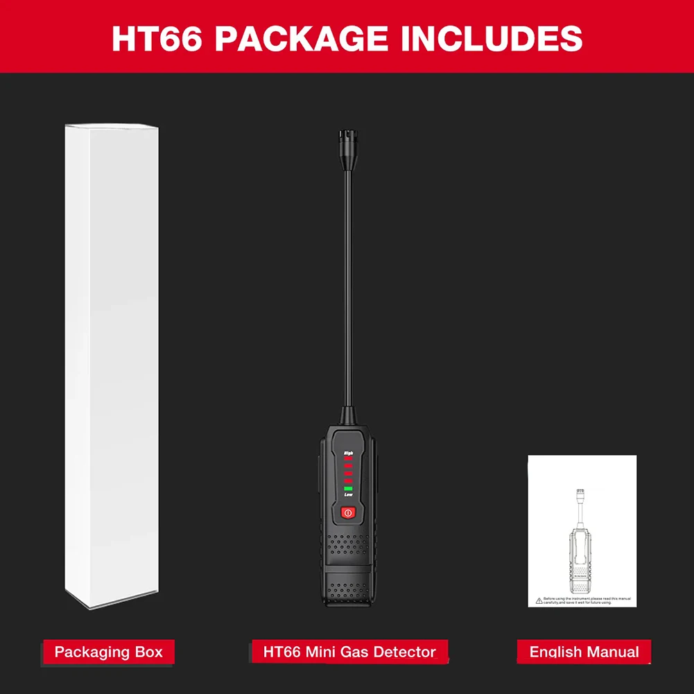 1 Piece HT66 Gas Leak Detector 50-1000PPM Audible Visual Alarm For Home RV Industrial Metallurgy Petroleum Testing Tool