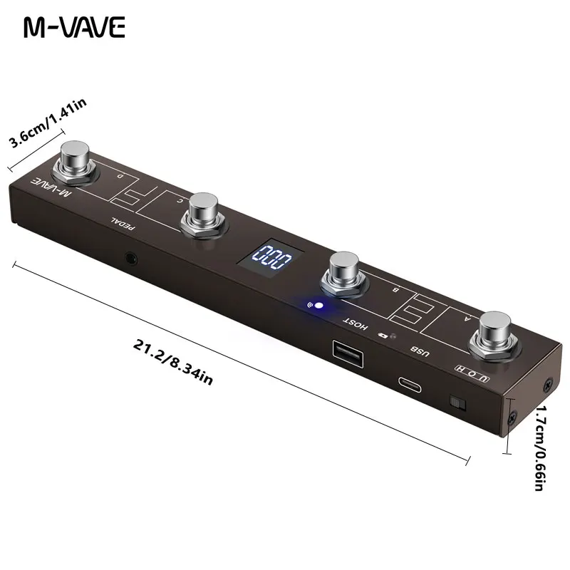 M-VAVE Digital Multi-Effects Processor “Chocolate Plus” Wireless Bluetooth MIDI Pedal Controller for Electric Guitar and Electric Bass with Page-Turning Support
