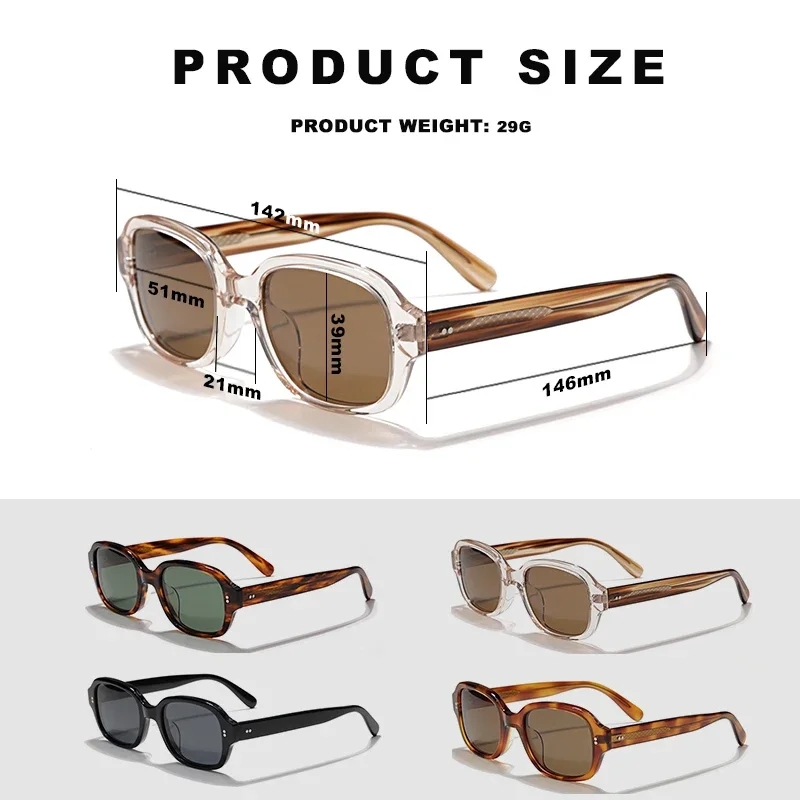 Acetate Tortoiseshell Square Frame Sunglasses for Men Pilot Riding UV400 SFAKE for Women Street Photo Custom Lens Sunglasses