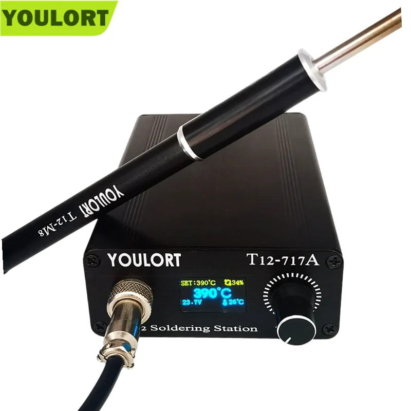 Quick Heating OLED Digital soldering station electronic Soldering Iron welding tool  M8 aluminum alloy handle T12-717A