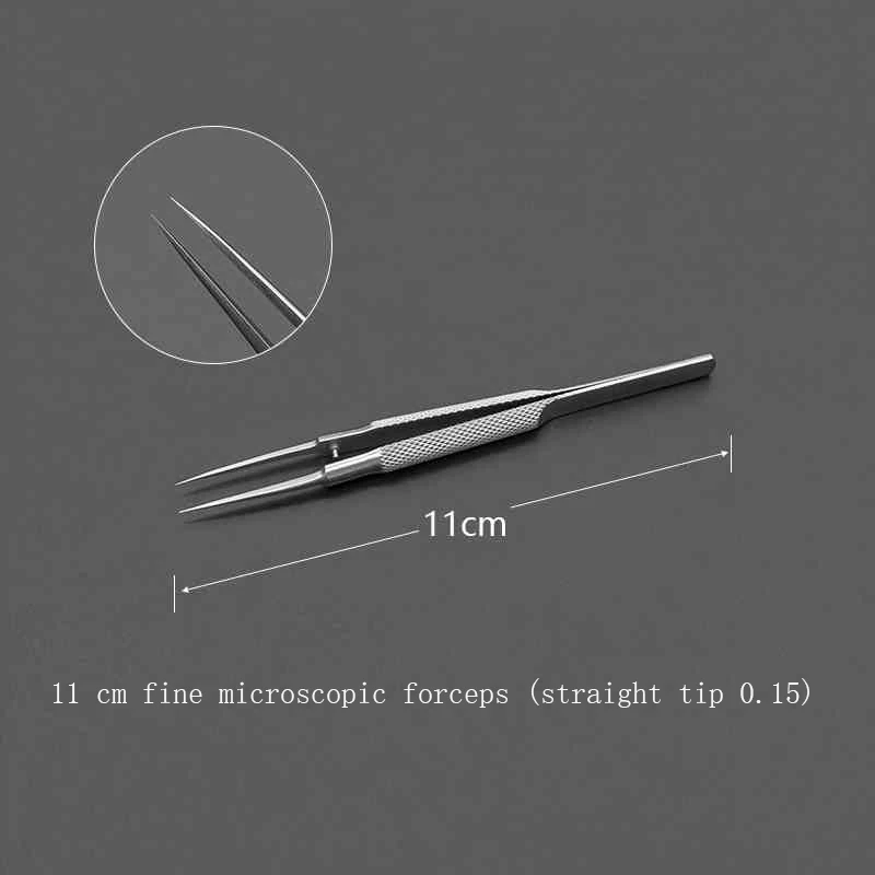 Stainless steel round handle micro tweezers surgical instrument titanium alloy straight elbow platform has teeth