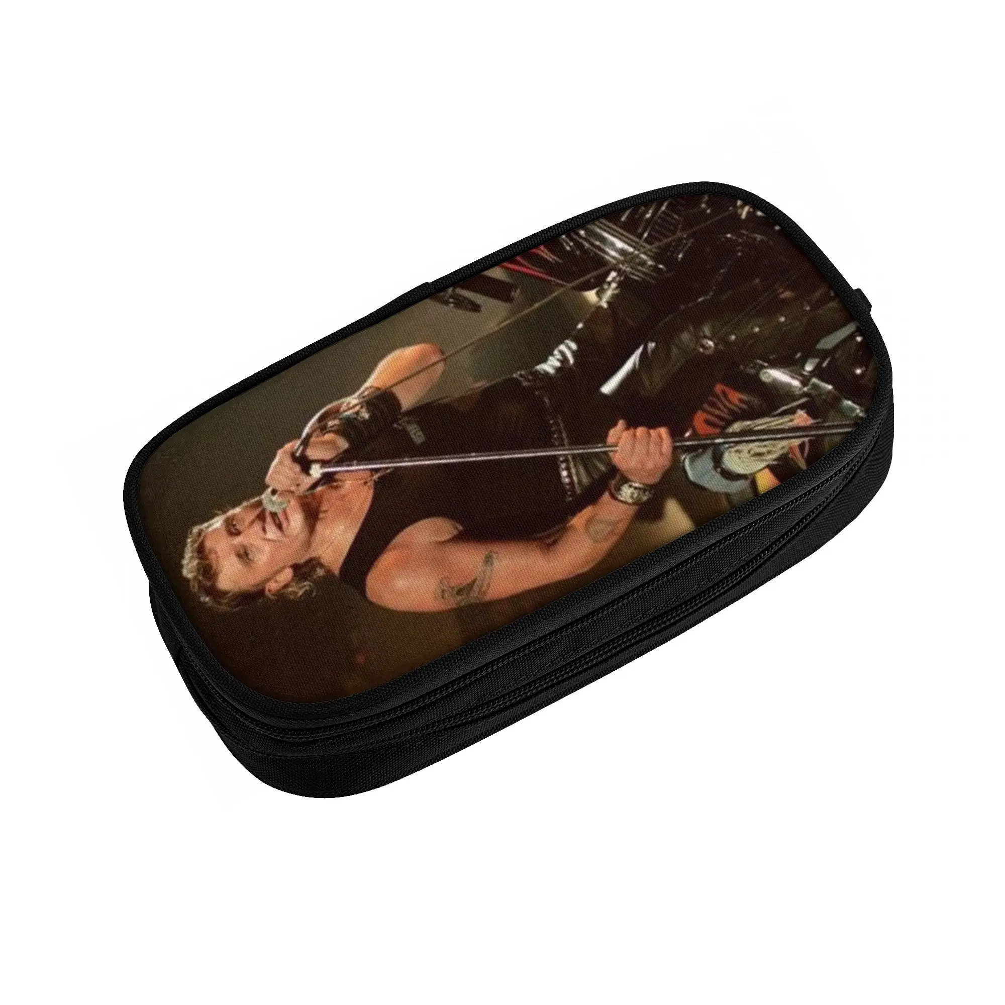 Cute Johnny Hallyday Motorcycle Pencil Case for Boys Girls Big Capacity French Rock Singer Pencil Bag School Accessories