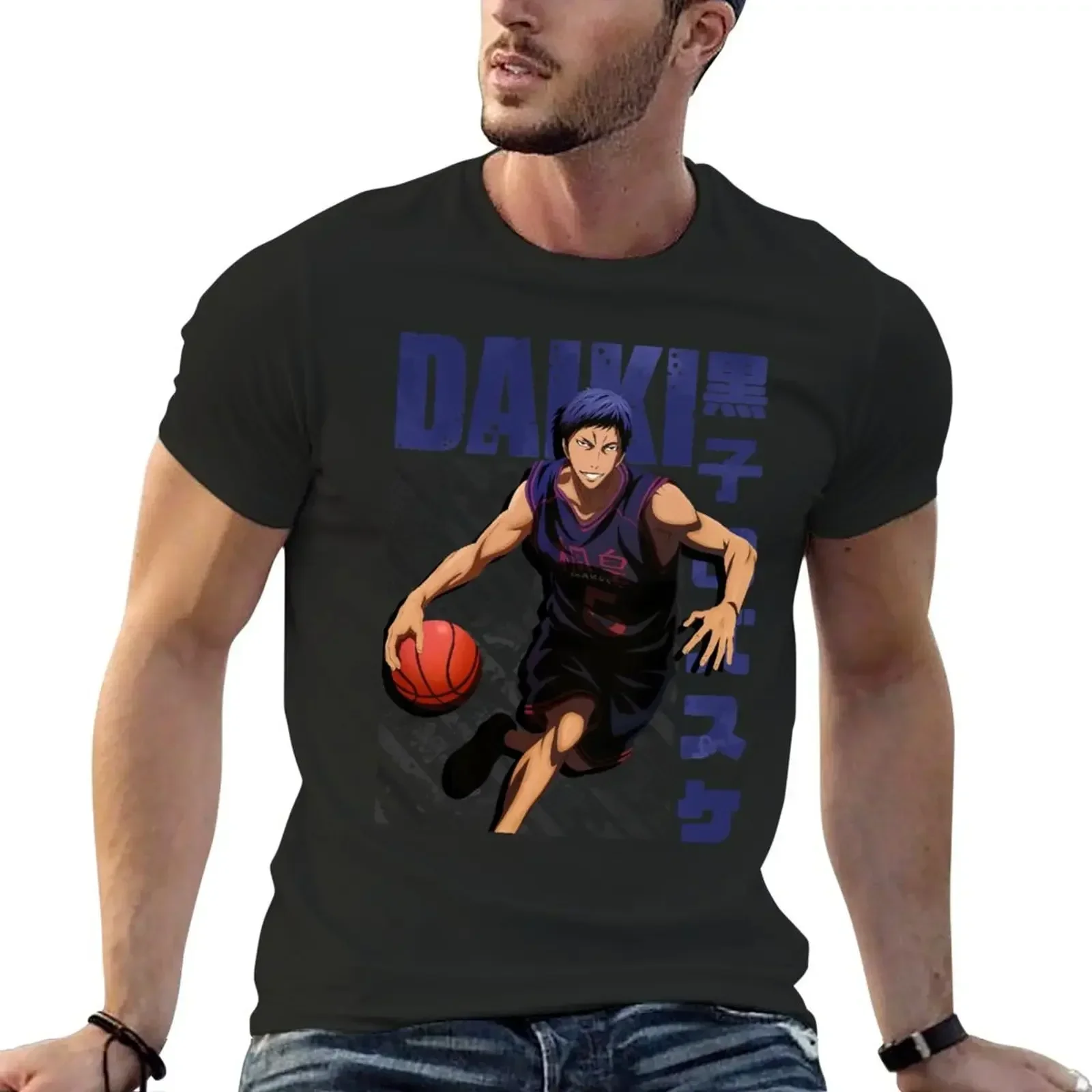 

Мужская футболка без корзины Kuroko Daiki Aomine Essential, черная футболка на заказ