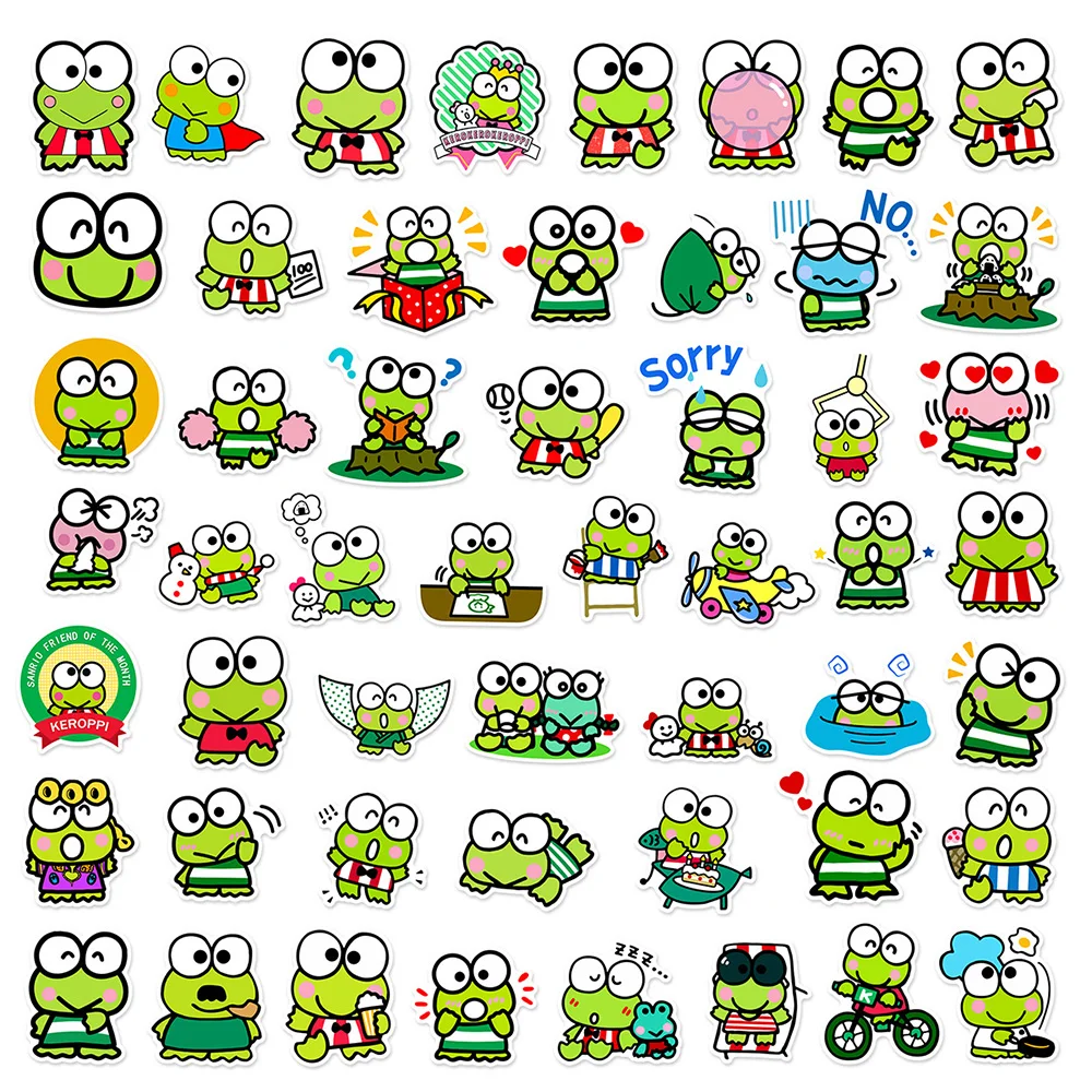 10/30/50ชิ้นการ์ตูนน่ารัก kerokero Keroppi หมวกกันน็อคสติ๊กเกอร์สำหรับเด็กหมวกกันน็อครถยนต์สติกเกอร์อะนิเมะ Sanrio สติกเกอร์สนุกของเล่นคลาสสิก