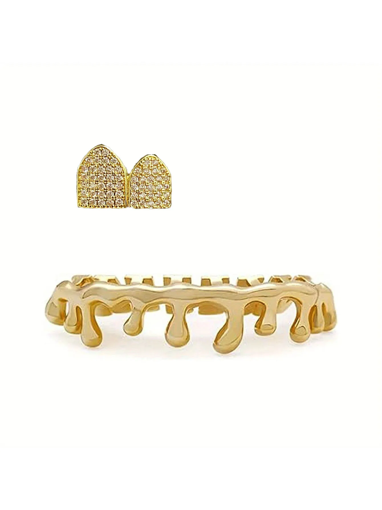 من المألوف والديكور مزدوج الزركون/قطرة الماء أسنان سفلية الهيب هوب الأسنان الديكور حفلة يومية الشارع الأسنان الديكور #3