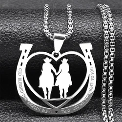 God Blessed The Broken Road That Let Me Straight To You Horse Shoes Necklace Stainless Steel Heart Couple Chain Jewelry NZZZ542