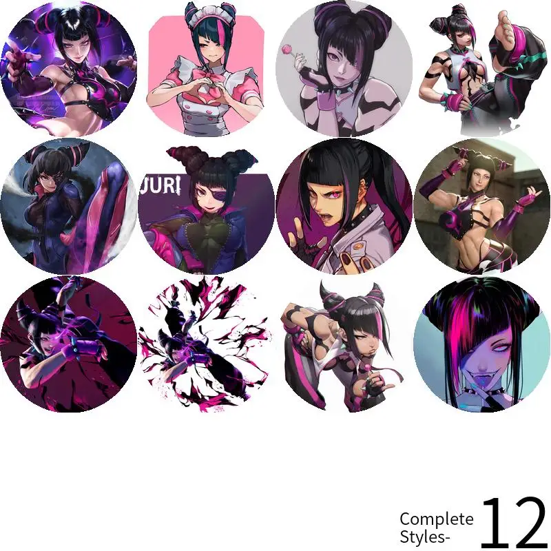 Juri Han Anime Character Game Soft Button Badge Brooch anchor Peripherals Pin Commemorative DIY Lapel Backpack Decoration 75mm