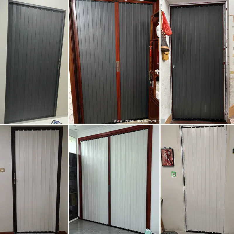 

folding sliding door invisible bathroom kitchen shop fireproof air conditioning partition telescopic simple sliding door