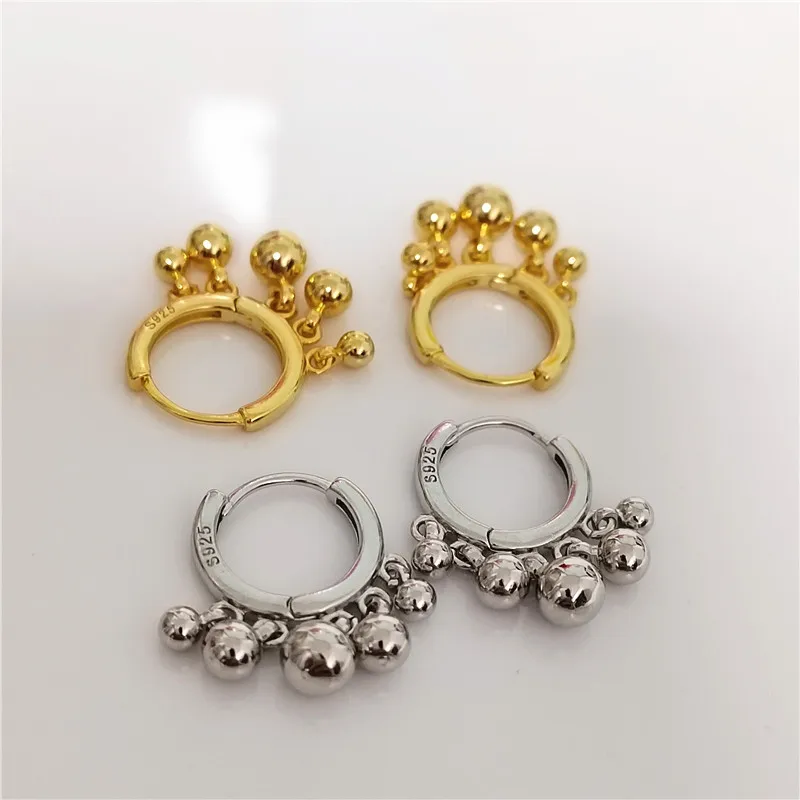 Modne posrebrzane pozłacane frędzle okrągła kula kolczyki dla kobiet Punk Ear Party bizuteria prezent e2456