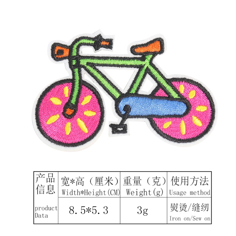 2pcs Bicycle Patch Embroidery Biker Stickers Iron on Appliques Bike Badge Riding Race Sport Ornaments Sewing Fabric Patchwork