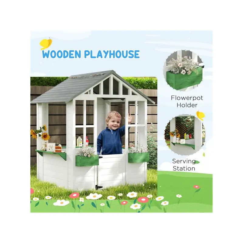 

Wooden Playhouse for Kids Outdoor Fun - Spacious & Durable, Perfect for Imaginative Play and Backyard Adventures!