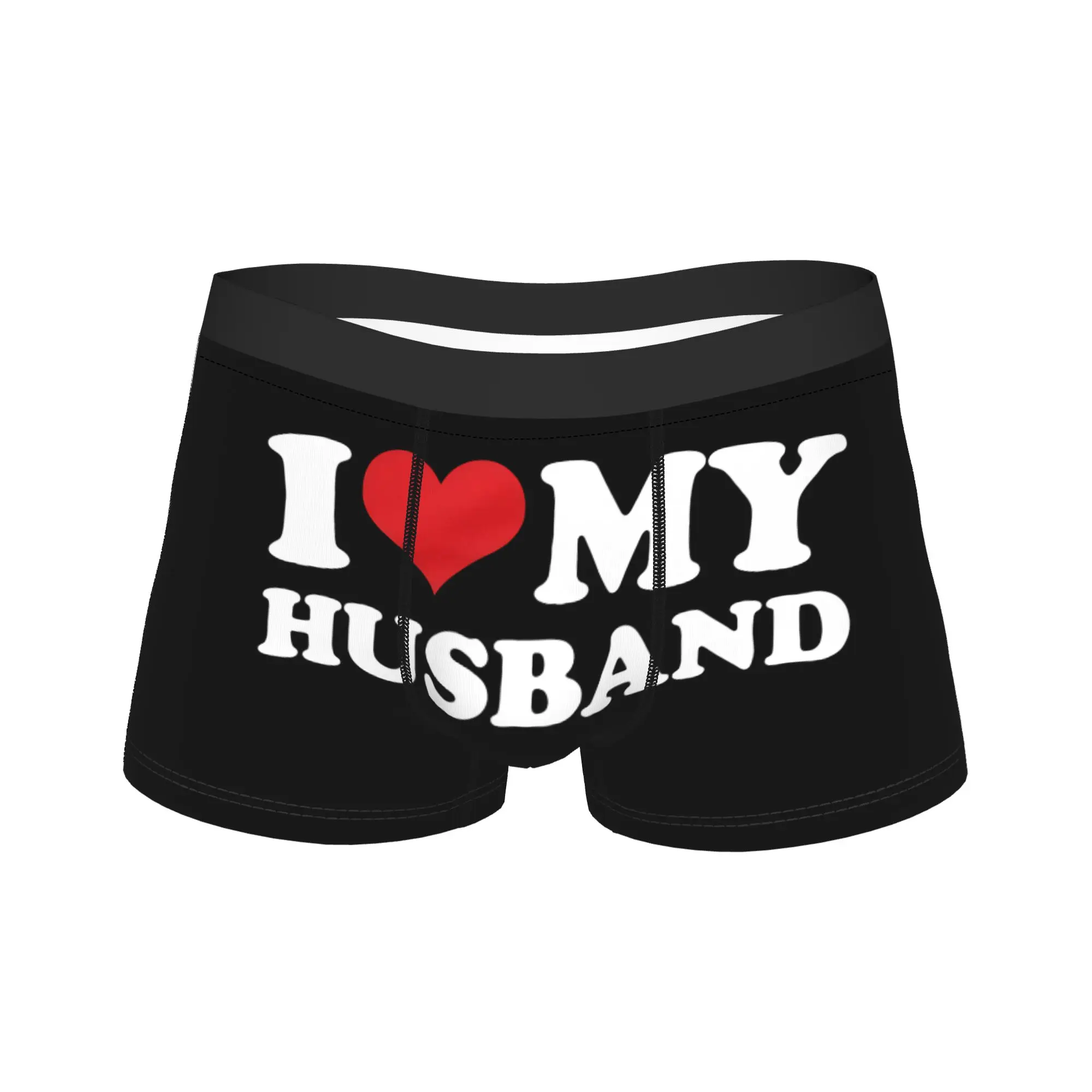 مثير سراويل بوكسر سراويل ملخصات الرجال أنا أحب زوجتي أحب زوجي الملابس الداخلية البوليستر السروال للرجال حجم كبير