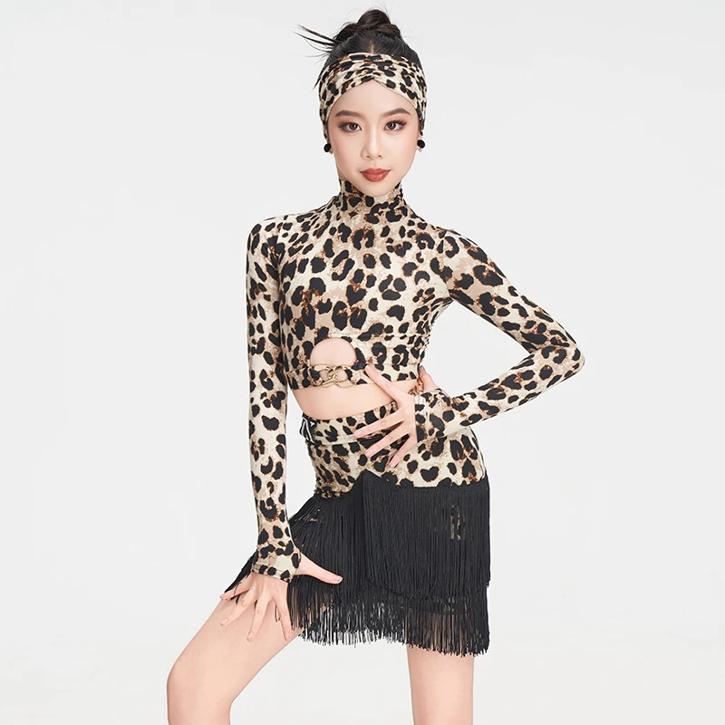 Crianças chacha dança latina franjas traje crianças competição de dança de salão terno meninas samba roupas de dança latina sl14028