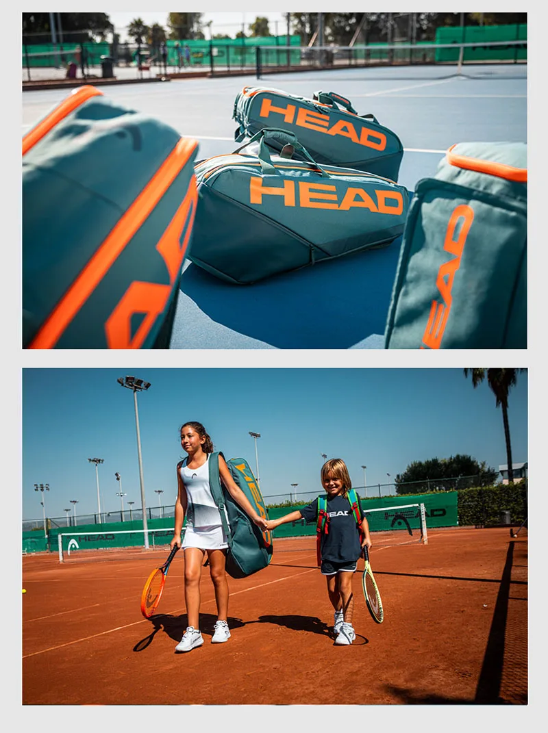 Professional HEAD Radical Pro Series Tennis Bag 6R 9R Tennis Rackets Bag Men Women Squash Badminton Sport Storage Green Backpack