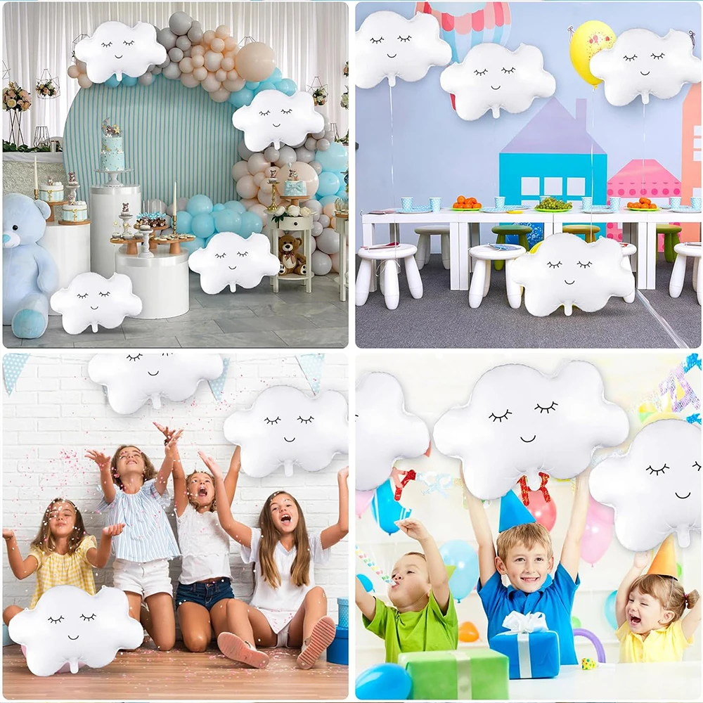 2/4/6 قطعة الوجه المبتسم سحابة بيضاء مايلر احباط بالونات لطيف على شكل بالونات الاطفال استحمام الطفل حفلة عيد ميلاد زينة لوازم #4