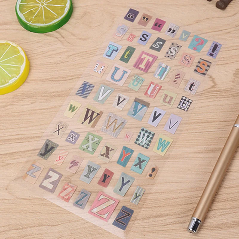 6 Sheets/Set Retro Numbers and Letters Stickers for Notebook Diary DIY Decoration Hand Account Scrapbooking Sticker