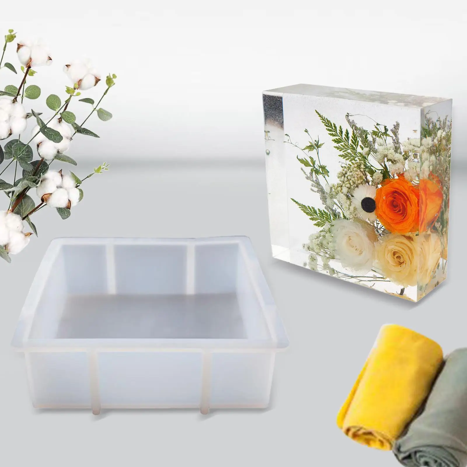 Fai da te cristallo resina epossidica stampo geometria grande cubo cuore amore rotondo rettangolo specchio stampo in Silicone