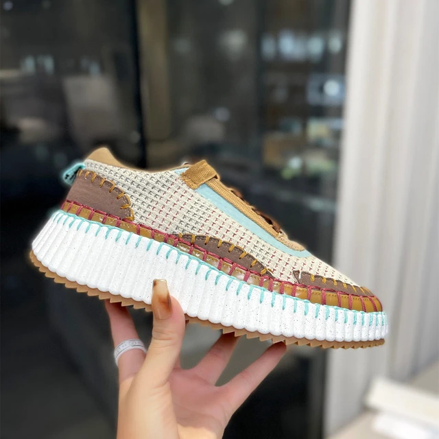 Chloe Women Nama Sneakers Knitted Platform Sneakers Round