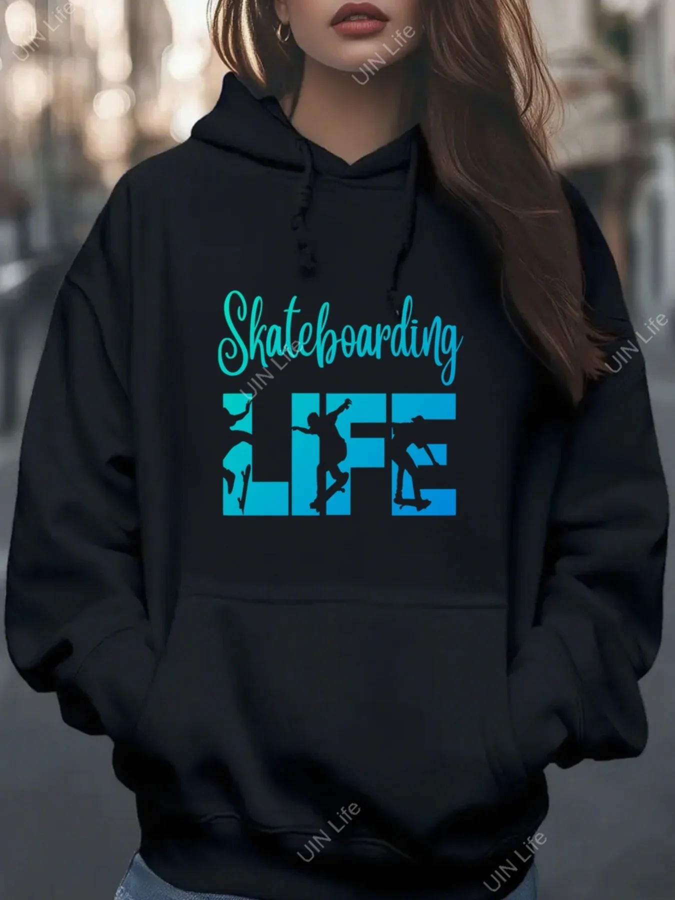 

Женская толстовка с рисунком Life для скейтбординга — толстовка с капюшоном для скейтбординга, уличной одежды и повседневной повседневной одежды