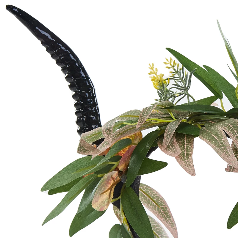 Opaska do włosów z rogowym antylopą w stylu gotyckiej lolity, ozdobiona kwiatami i girlandą, rekwizyt do zdjęć dla kobiet.