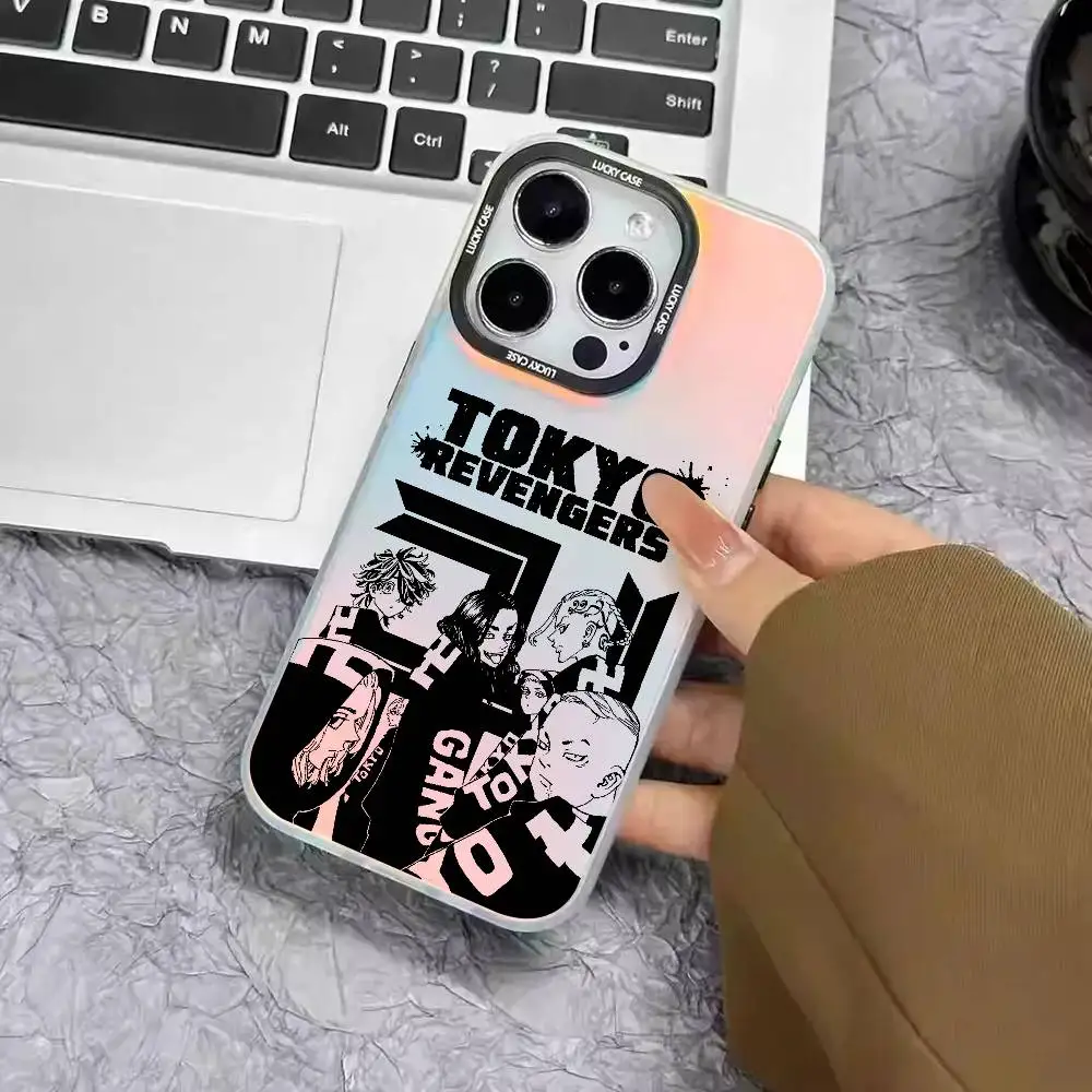Coque de téléphone dessin animé t-tokyo vengeance-s, 1 pièce, Laser IMD couleur argent, coque pour IPhone 17 16 15 14 13 12 11 Air Pro Max Plus