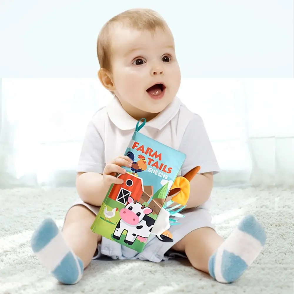 

Animals Tail Baby Cloth Book Parent-child Interactive Baby Early Learning Toy Cartoon Sound Paper Kids Cloth Book