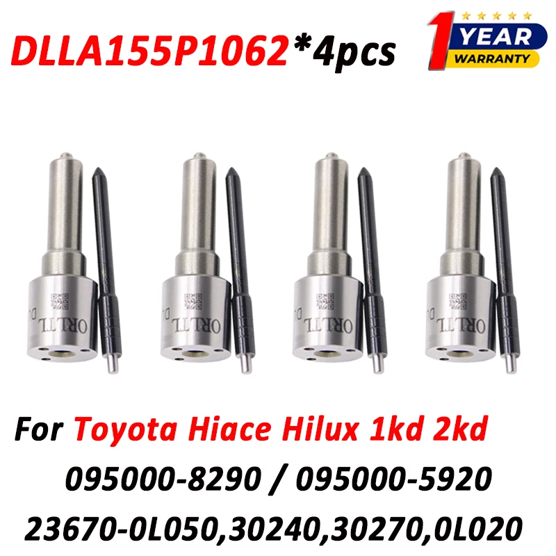 

4pcs DLLA155P1062 Diesel Fuel Injector Nozzle DLLA 155 P 1062 for Toyota Hilux 095000-8290 23670-0L020 23670-39216 1kd 2kd